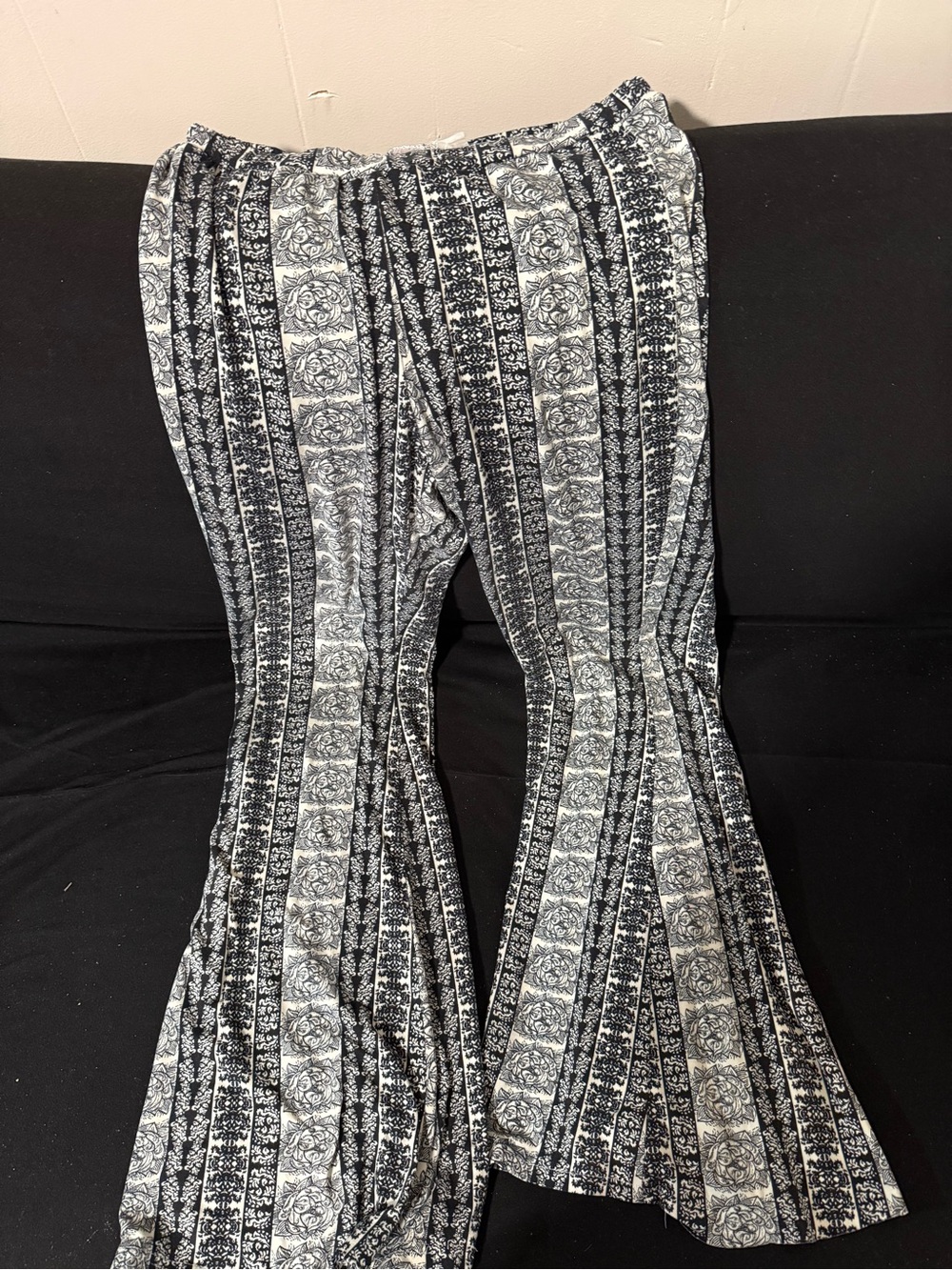 Black & White Printed Flared Pants